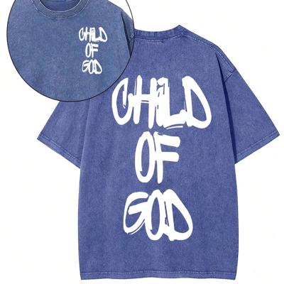 Men's Oversized Washed Cotton T-Shirt | Dark Grey Graphic Tee Royal Blue / XL