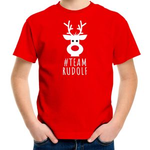 Kerst t-shirt voor kinderen - team Rudolf - rood