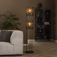 Vloerlamp Diantha Metaal, 2-lamps - Zwart nikkel - thumbnail