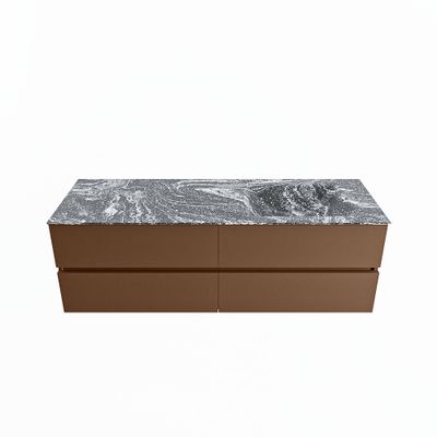 MONDIAZ VICA-DLUX 150cm badmeubel onderkast Rust 4 lades. Inbouw wastafel CLOUD rechts zonder kraangat, kleur Lava.