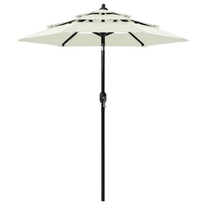 VidaXL Parasol 3-laags met aluminium paal 2 m zandkleurig