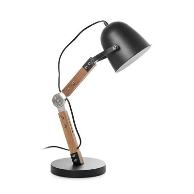 Artdelight Landelijke bureaulampCooper zwart met hout - TL COOPER ZW