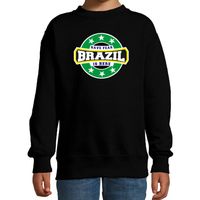 Have fear Brazil is here / Brazilie supporter sweater zwart voor kids - thumbnail