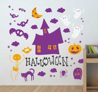 Halloween kleurrijke sticker - thumbnail