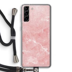 Roze marmer: Samsung Galaxy S21 Plus Transparant Hoesje met koord