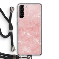 Roze marmer: Samsung Galaxy S21 Plus Transparant Hoesje met koord