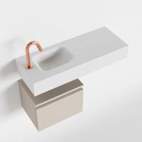 Toiletmeubel Mondiaz Andor | 80 cm | Meubelkleur Linen | Lex vrijhangend wastafel Talc Links | 1 kraangat