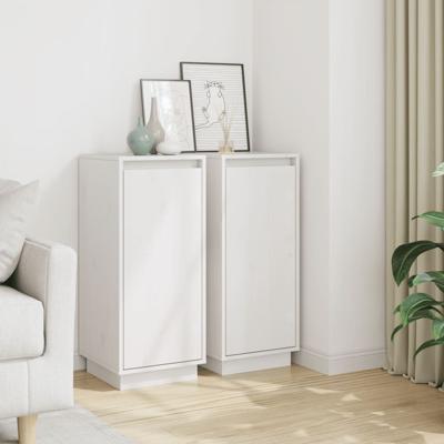 Dressoirs 2 st 31,5x34x75 cm massief grenenhout wit
