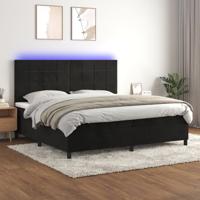 Boxspring met matras en LED fluweel zwart 200x200 cm