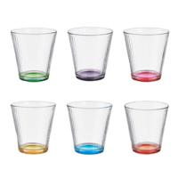 Vivalto Waterglazen/drinkglazen Colorama - 6x - transparant kleurenmix - 310 ml - 9 cm   -