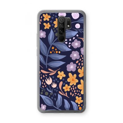 Flowers with blue leaves: Xiaomi Redmi 9 Transparant Hoesje