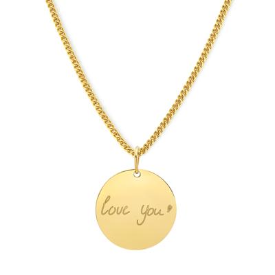 Gepersonaliseerde handschrift ketting - Stainless steel - Goud - Rond 18 mm
