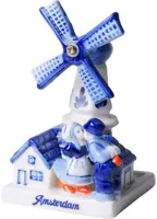 Heinen Delfts Blauw ornament keramiek kuspaar molen 7x7x12cm delfts blauw