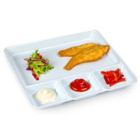 Plasticforte Vakjesborden - 1x stuks - wit - gourmetbord - 4-vaks - kunststof - 26 x 24 cm