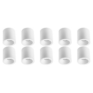 Opbouwspot 10 Pack - Pragmi Cliron Pro - GU10 Fitting - Opbouw Rond - Mat Wit - Aluminium - Verdiept - Ø90mm