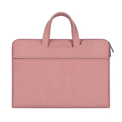 ST06 waterdichte PU lederen rits verborgen draagbare riem een-schouder handtas voor 15 6 inch laptops met koffer riem (roze)