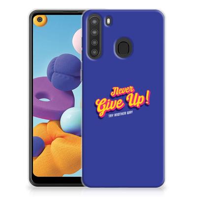 Samsung Galaxy A21 | Siliconen hoesje | met naam Never Give Up Samsung Galaxy A21 | Siliconen hoesje | met naam Never Give Up