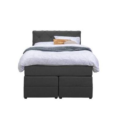 Boxspring met opbergruimte Liv geruit - antraciet - 120x200 cm - Leen Bakker