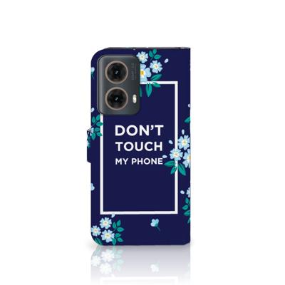 Motorola Moto G85 Portemonnee Hoesje Flowers Blue DTMP
