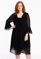 Yoek Cardi-blouse frilled | Zwart | Maat 58/60