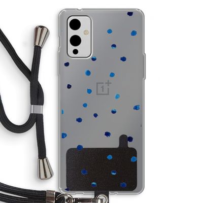 Blauwe stippen: OnePlus 9 Transparant Hoesje met koord