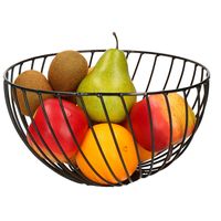 Metalen fruitmand/fruitschaal zwart rond 25 cm - thumbnail