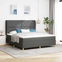 Boxspringbed met matras stof donkergrijs 180x200 cm