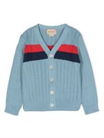 Gucci Kids cardigan en maille à rayures - Bleu - thumbnail