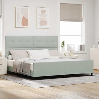 Bedframe met hoofdeinde Lichtgrijs 200 x 200 cm Fluweel