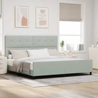 Bedframe met hoofdeinde Lichtgrijs 200 x 200 cm Fluweel
