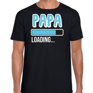 Cadeau t-shirt aanstaande papa - papa loading - zwart/blauw - heren - Vaderdag/verjaardag