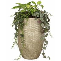 Mica decorations Bloempot / plantenpot Madeira - hoog model - creme - terracotta - 30 cm - schubbenp