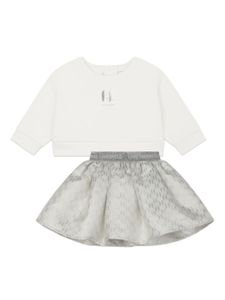 Karl Lagerfeld Kids ensemble jupe-haut à motif monogrammé - Gris