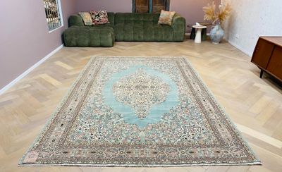 Vintage vloerkleed groen nr.62062 318cm x 212cm Vintage vloerkleed groen nr.62062 318cm x 212cm