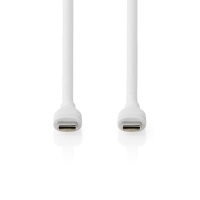 Nedis USB-Kabel | USB 2.0 | USB-C Male | USB-C Male | 60 W | 480 Mbps | Vernikkeld | 1.50 m | Rond | Silicone | Wit | Doos - CCGB60820WT15