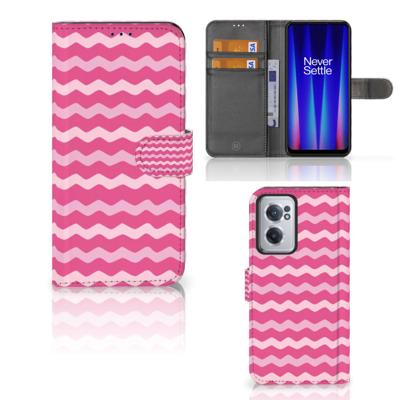 OnePlus Nord CE 2 | Telefoon Hoesje | Waves Pink | Portemonnee hoesje