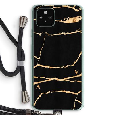 Gouden marmer: Pixel 5a 5G Transparant Hoesje met koord