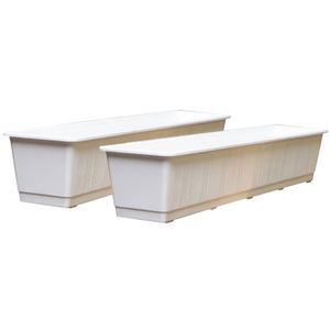 Set van 3x stuks plantenbakken wit rechthoekig 80 x 17,5 x 14,5 cm