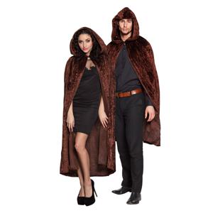 Halloween luxe verkleed cape met capuchon - voor volwassenen - bruin - fluweel