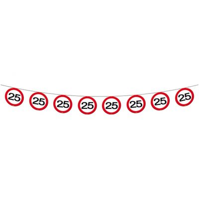 3x Vlaggenlijn versiering 25 jaar verkeersborden 10 meter