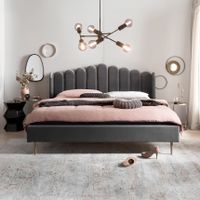 Artistiq Bed 'Harrell' Velvet, 180 x 200cm, kleur Grijs
