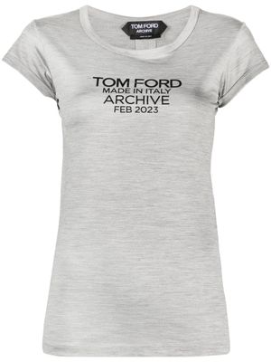 TOM FORD t-shirt en soie à logo imprimé - Gris