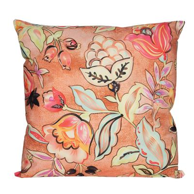 Sierkussen voor binnen en buiten - wild flowers - terracotta - 60 x 60 cm - tuinkussen