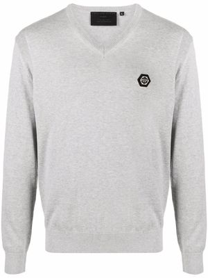 Philipp Plein pull à patch logo - Gris