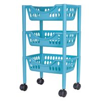 Keukentrolley - 3-laags - blauw - kunststof - 39 x 26,5 x 66,5 cm - Opberg trolley - thumbnail