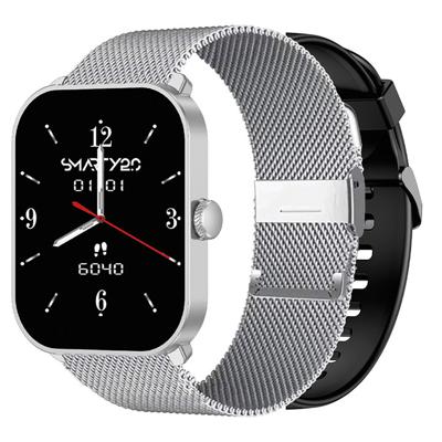 Smarty 2.0 Smartwatch met Siliconen- en Milanese Band | Zilver | SW070I