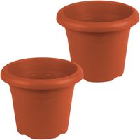 6x stuks terra cotta ronde plantenpot/bloempot kunststof diameter 18 cm