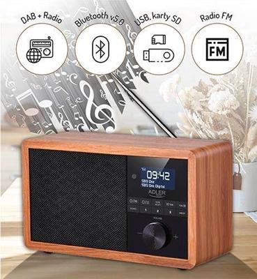 Adler AD 1184 radio Draagbaar Digitaal Zwart, Hout