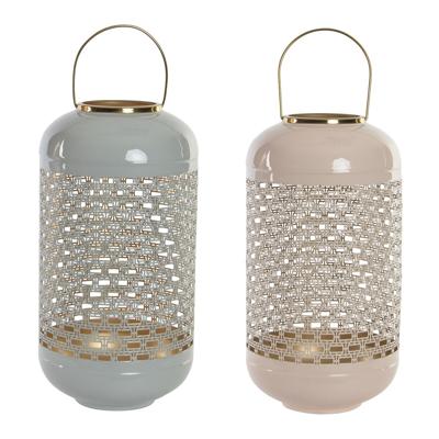 Kaarshouder DKD Home Decor 24 x 24 x 46 cm Blauw Roze Aluminium 24 x 24 x 56 cm (2 Stuks)