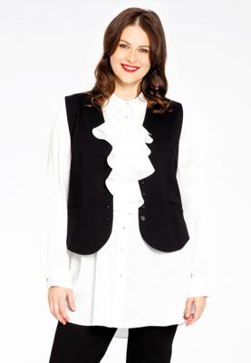 Yoek Blouse met ruches | Wit | Maat 58/60